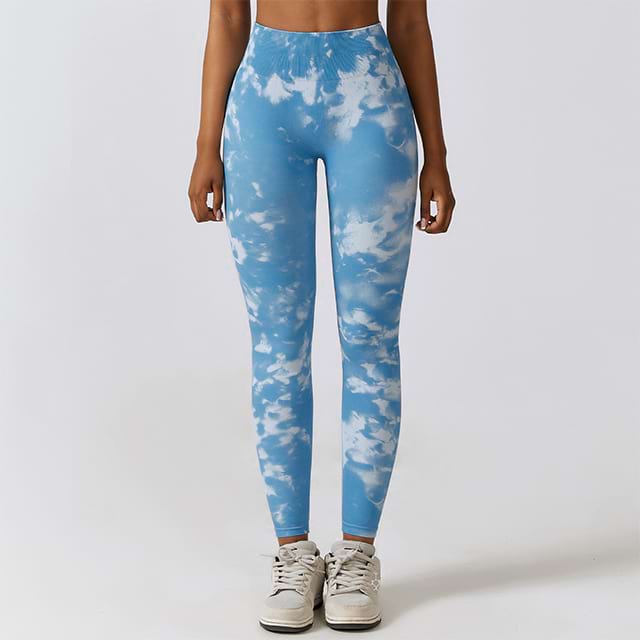 Leggings de yoga de cintura alta sin costuras en azul cielo