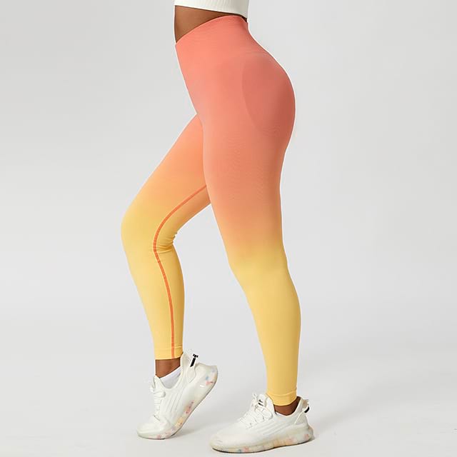 Leggings de yoga sin costuras con cintura alta ombré