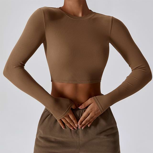 Top corto de yoga jaspeado sin costuras