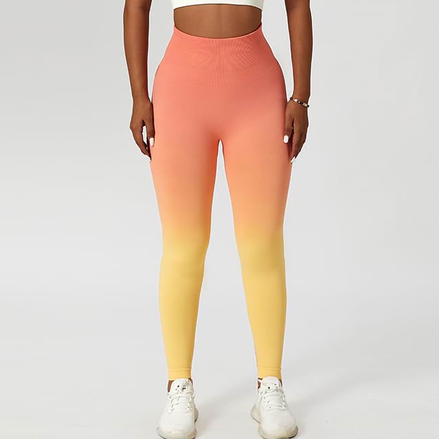 Leggings de yoga sin costuras con cintura alta ombré