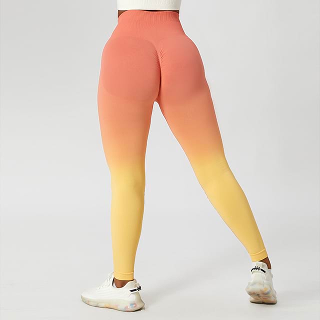 Leggings de yoga sin costuras con cintura alta ombré