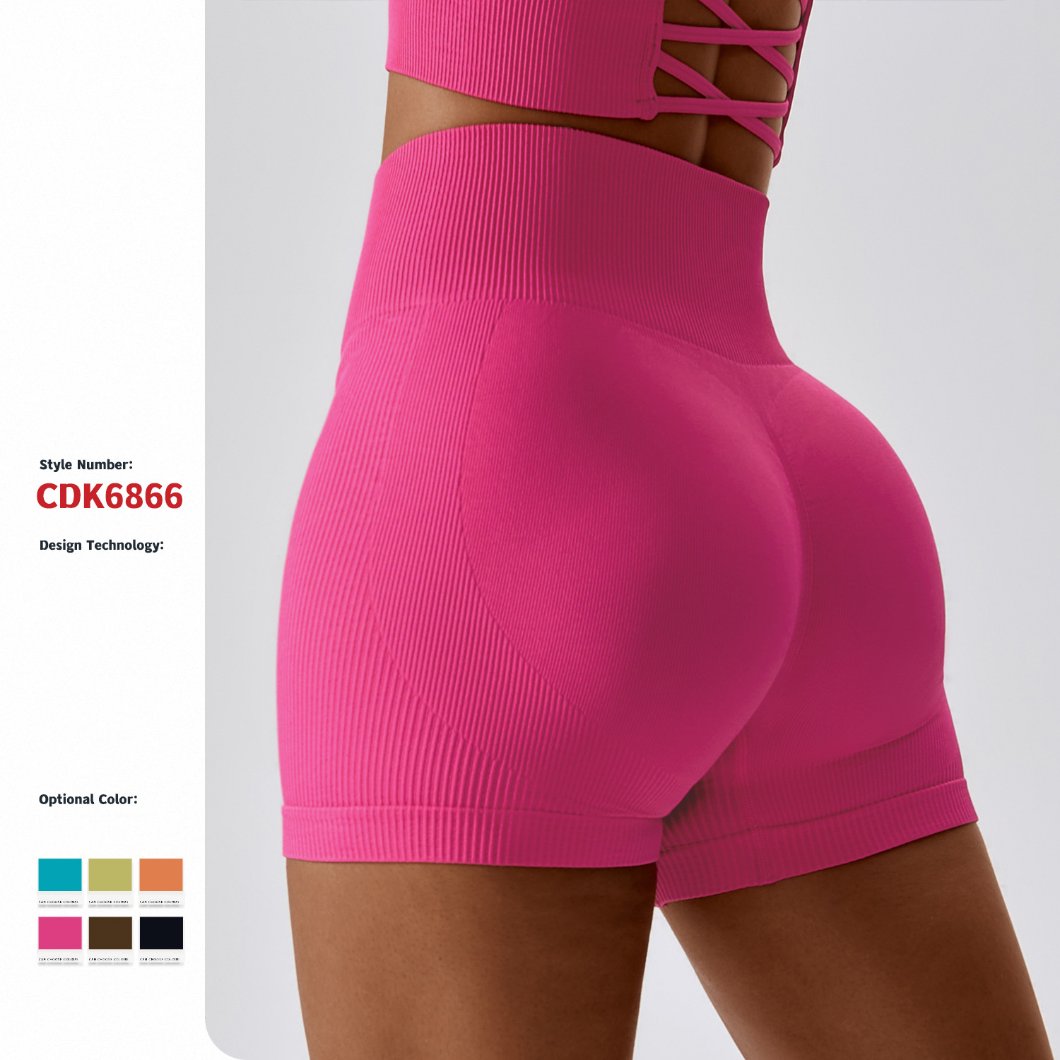 Shorts ciclistas con cintura elástica y canalé sin costuras