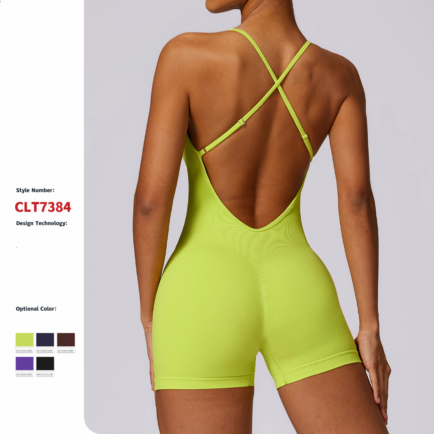 Mono corto sin costuras con tiras y espalda descubierta