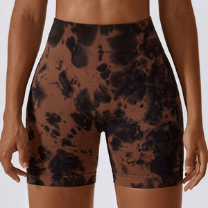 Shorts activos suaves con efecto tie-dye y sin costuras