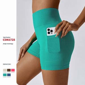 Pantalones cortos deportivos tecnológicos sin costuras con bolsillo al por mayor